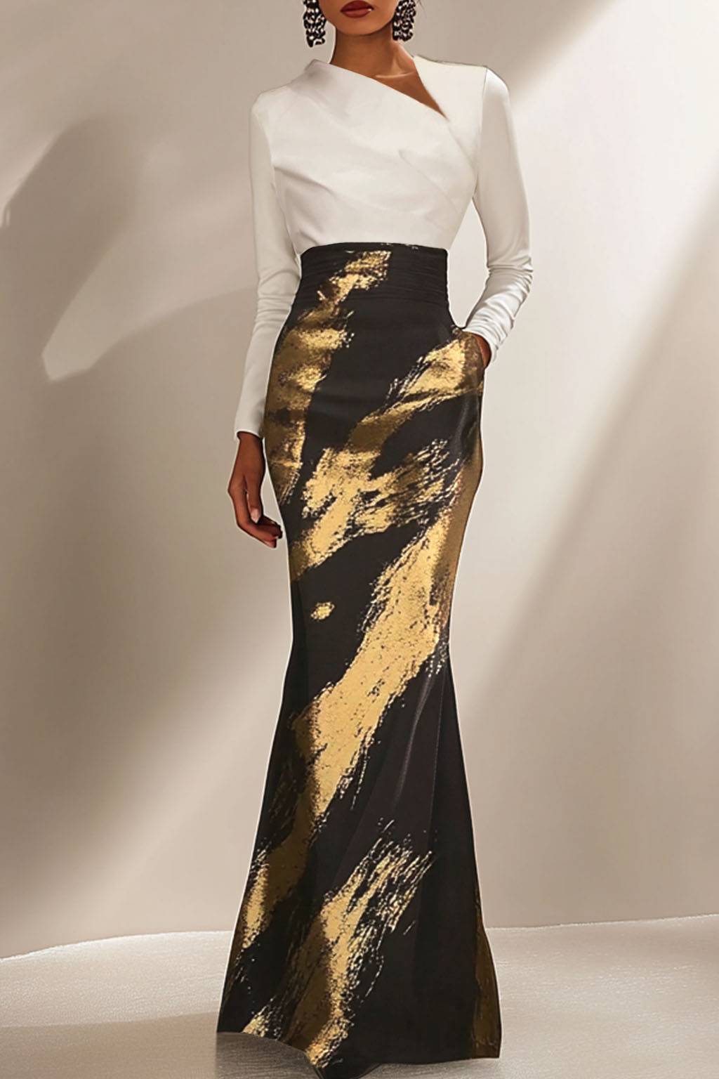 Formal Work Party Boat Neck Royal Blue Sleeveless Belted Slit Midi Dre