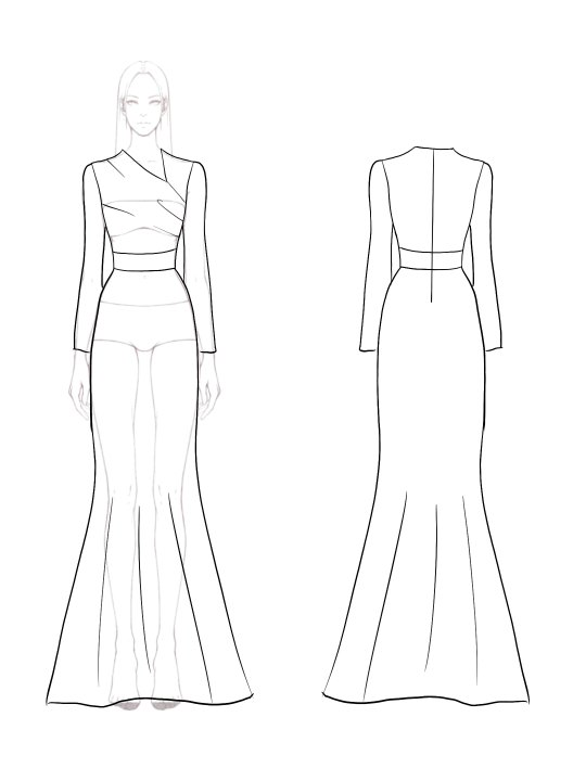 Evening Contrast Dress Slanted Collar and Long Sleeves Black Gold Maxi Dress