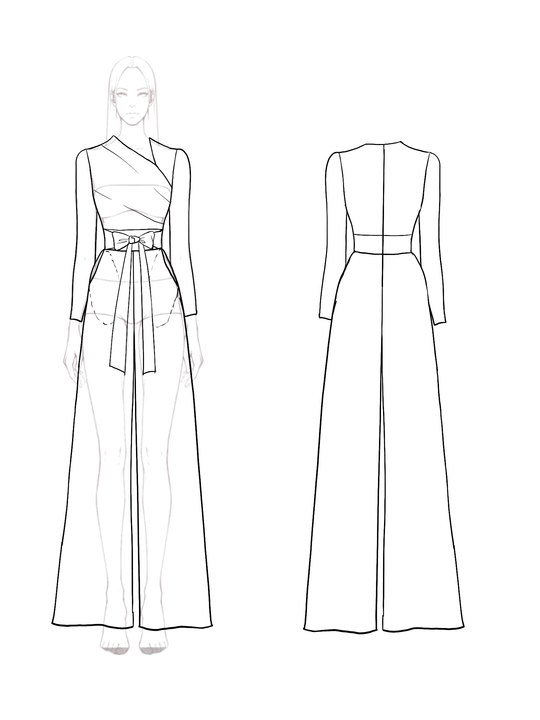 Evening Contrast Jumpsuit Black Gold Metallic Bow Belt Jumpsuit