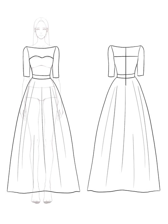 Formal Lace Dress Boat Neck Half Sleeve Belt Maxi Dress