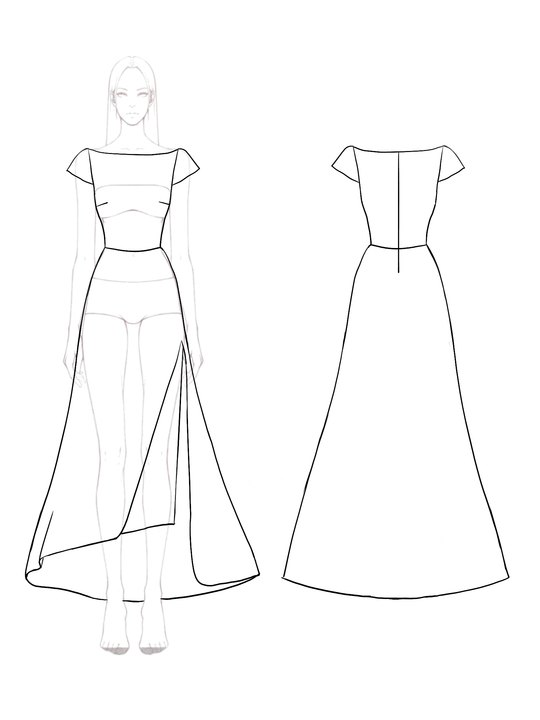 Elegant Slit Dress Cap Sleeve Black Pink Color Block Maxi Dress