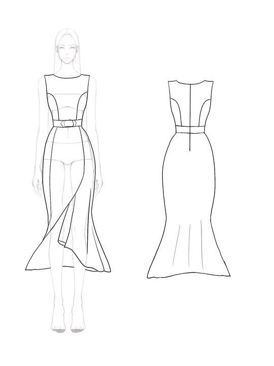 Cocktail Pink Dress Rhinestone Contrast Belt Slit Mermaid Midi Dress