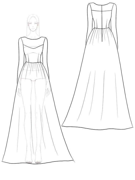 Evening Sequined Mesh Dress Rhinestone Long Sleeve Maxi Dress