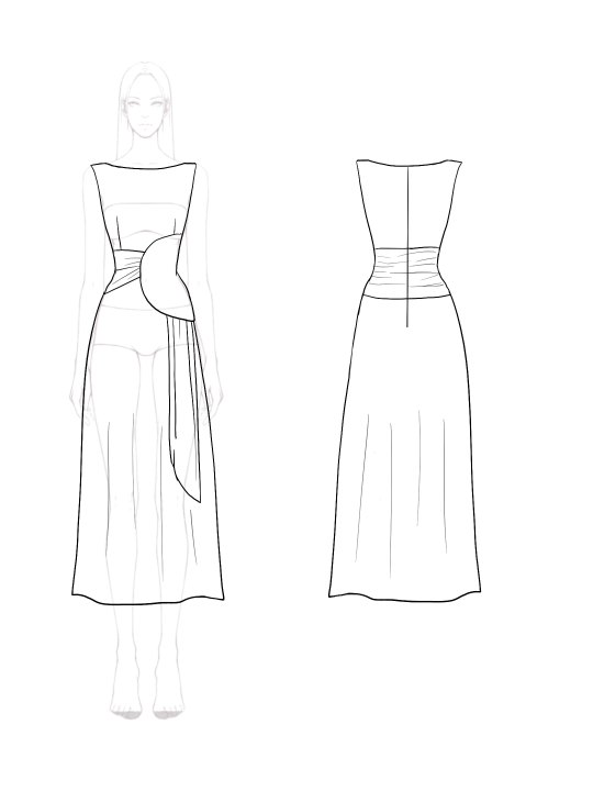 Daily Solid Color Dress Sleeveless 3D Large Flower Waist Decoration Midi Dress