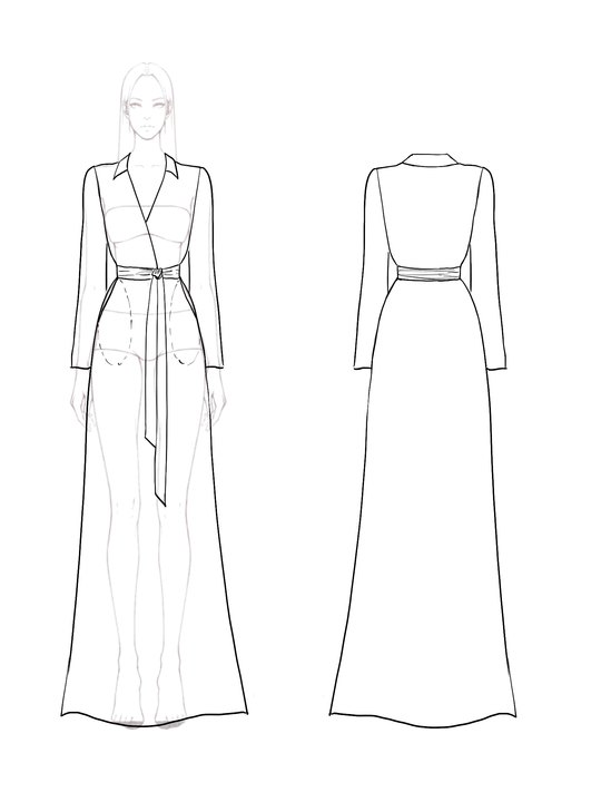 Evening Work Dress Elegant Satin Shirt V-Neck Long Sleeves Maxi Dress