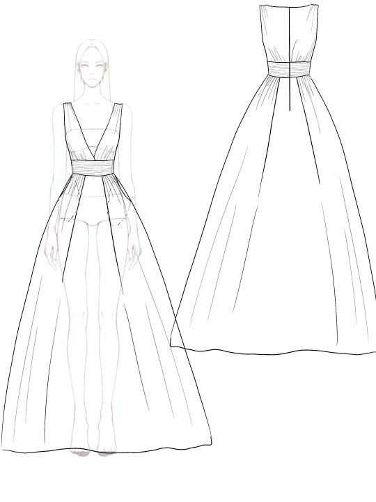 Evening Party Dress Strapless Deep V-Neck Ball Gown Maxi Dress