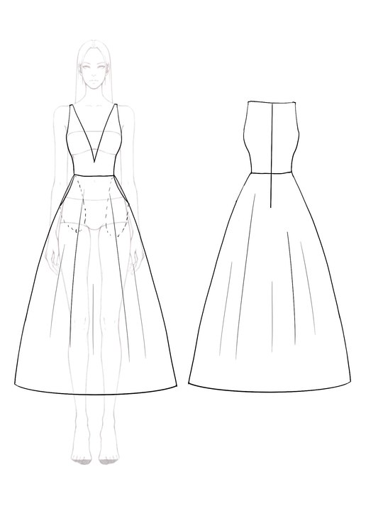 Semi-Formal Prom Dress Deep V-Neck With Pockets Sleeveless Midi Dress