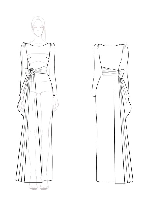 Party Evening Dress Belt 3D Decoration Slim Long Dress
