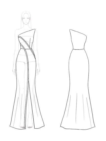 Evening Party Dress One Shoulder lines Decoration High Slit Maxi Dress
