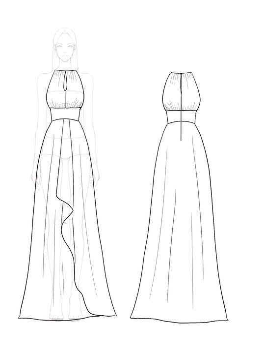 Prom Party Halter Dress Sleeveless Ruffle Draped Maxi Dress