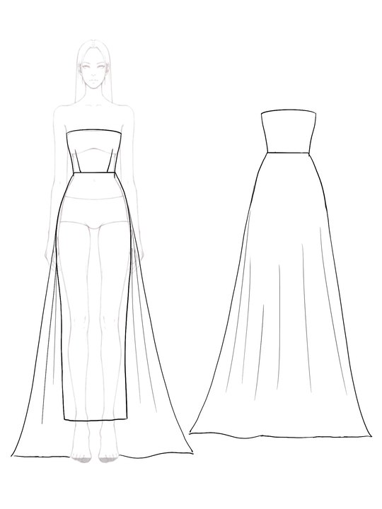 Evening Formal Dress Satin Tube Top Train Long Dress