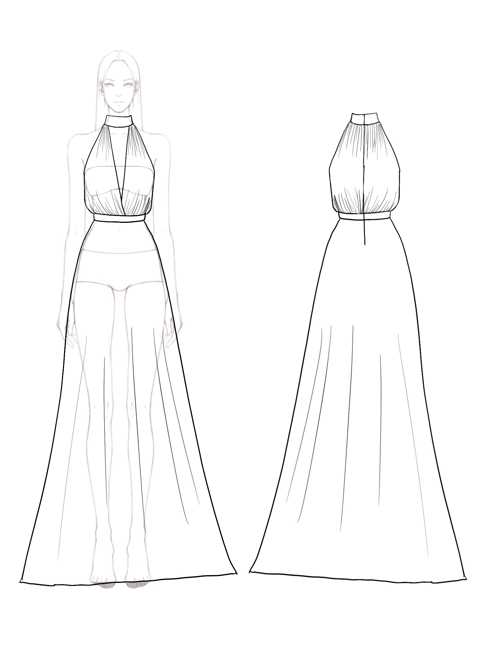 Party Prom Dress Sleeveless Halter Neck V-Neck Belted Pleated Maxi Dress