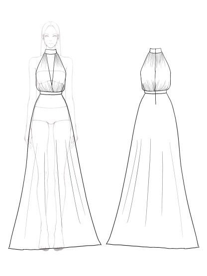 Party Prom Dress Sleeveless Halter Neck V-Neck Belted Pleated Maxi Dress