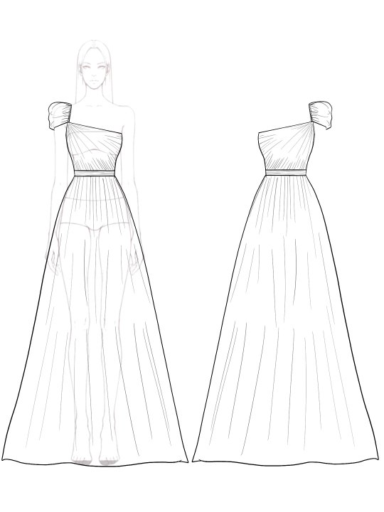 Party Evening Dress Pleated One-shoulder Peach Maxi Dress