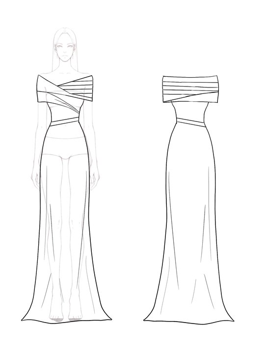 Evening Formal Dress Black White Color Block Rhinestone Ribbon Floor-length Gown
