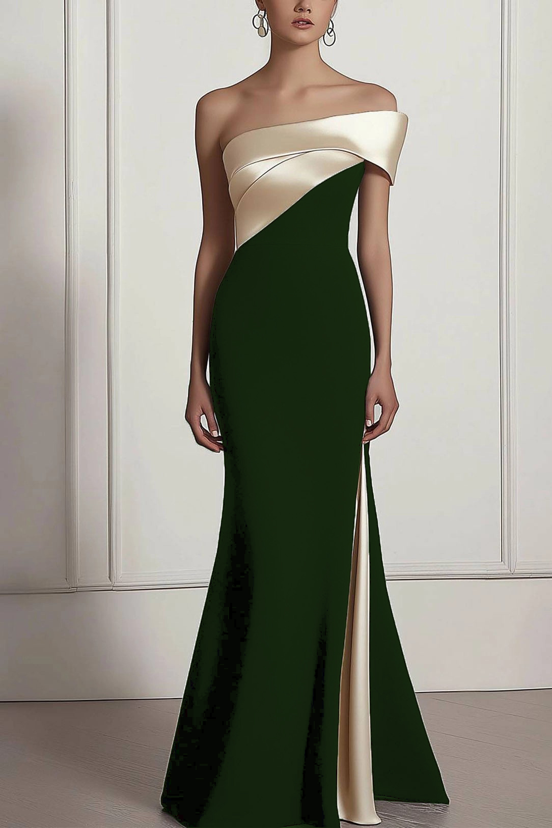 Party Prom Dress Metallic Fabric Colorful Long Sleeve Pleated Midi Dress