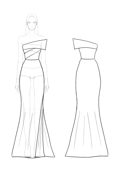 Formal Prom Dress Off-Shoulder Color-block Side Slit Floor-Length Dress