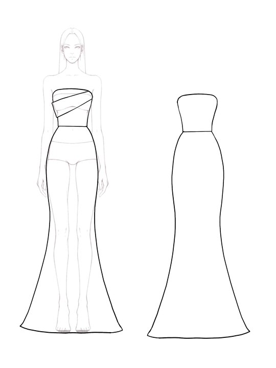 Evening Formal Strapless Dress Black-White Color Block Mermaid Maxi Dress