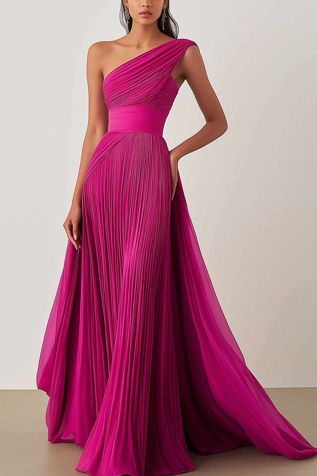 Prom Party Satin Dress Purple-White Color Block Deep V-Neck Waistband