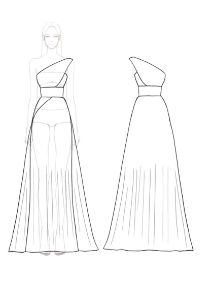 Prom Formal Pleated Dress Rose Color One-Shoulder Floor-Length Dress