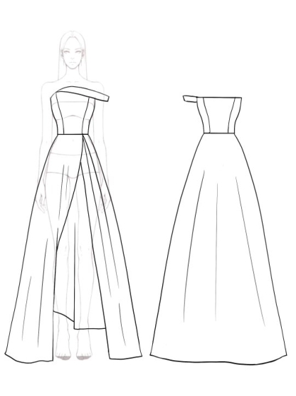 Prom Party Color Block Dress Red-Black-White Off-Shoulder Asymmetrical Maxi Dress
