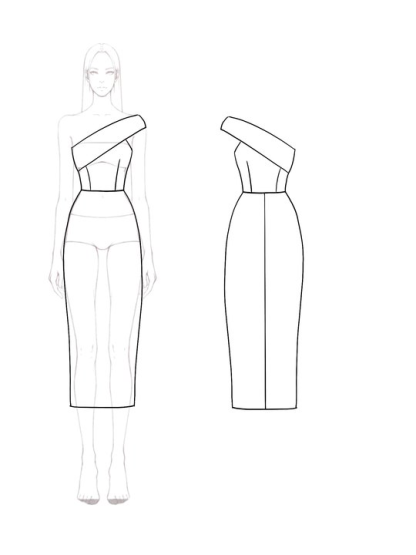 Semi-Formal Party Dress One-Shoulder Fitted Sleeveless Midi Dress