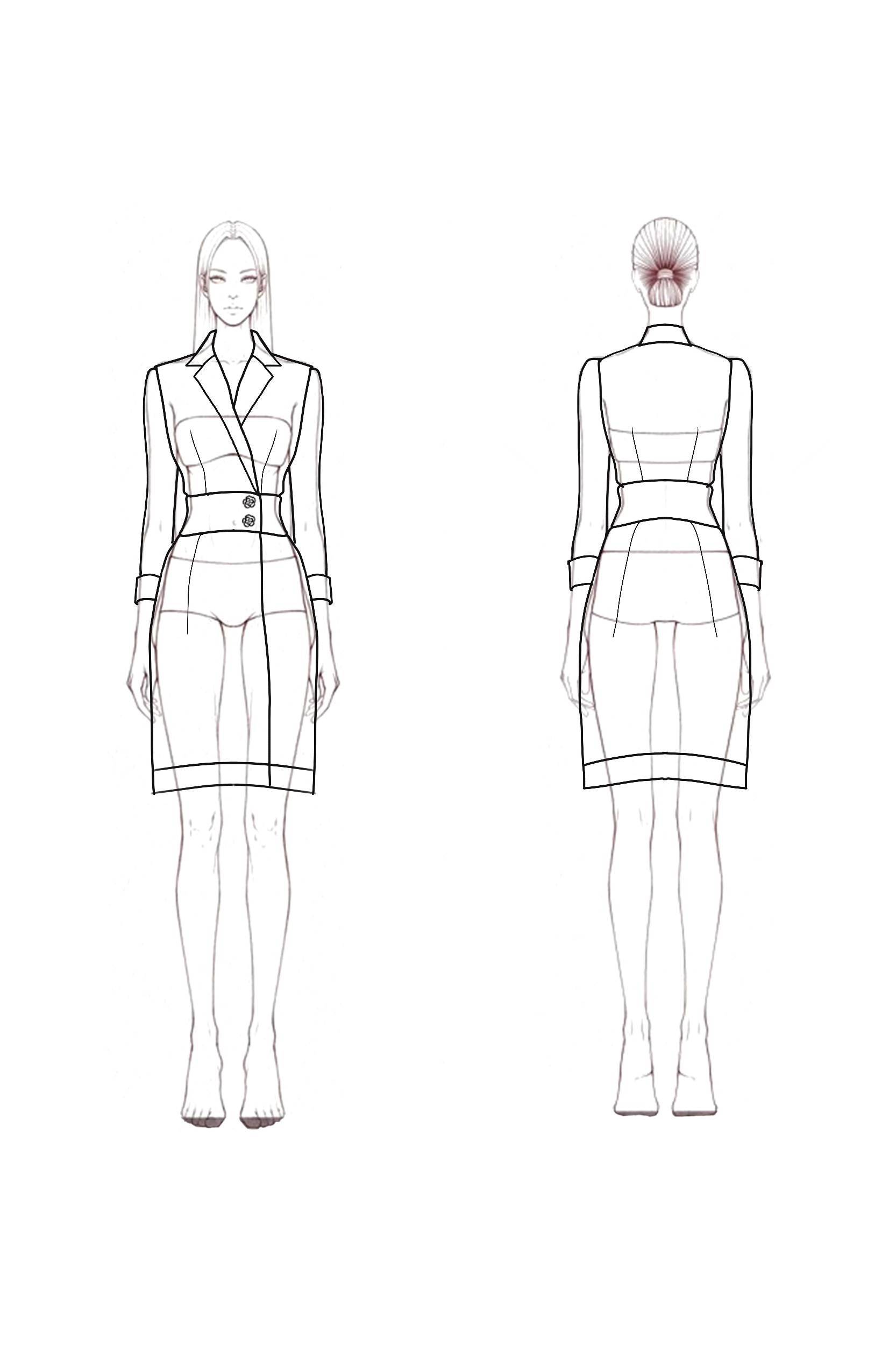 Work Daily Blazer Dress Lapel Long Sleeve Knee-Length Dress