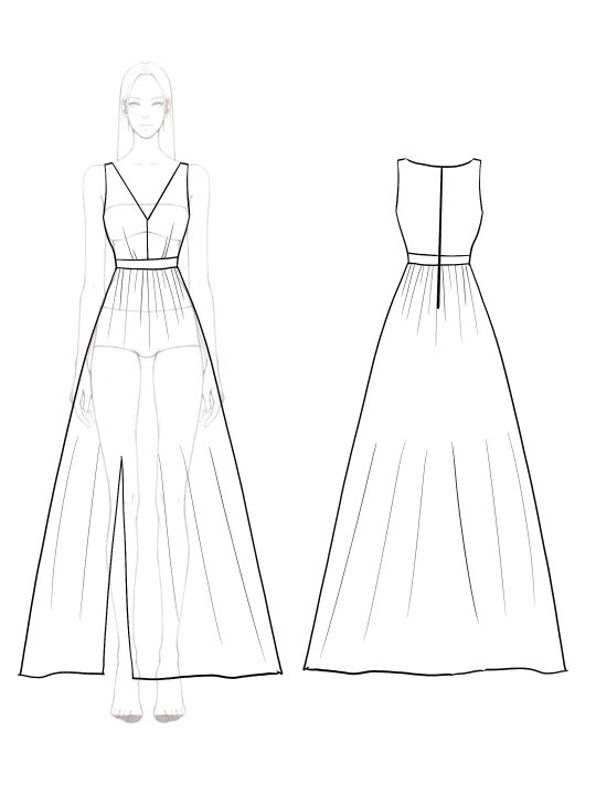 Vacation Wedding Guests Dress Deep V-Neck Sleeveless High Slit Maxi Dress