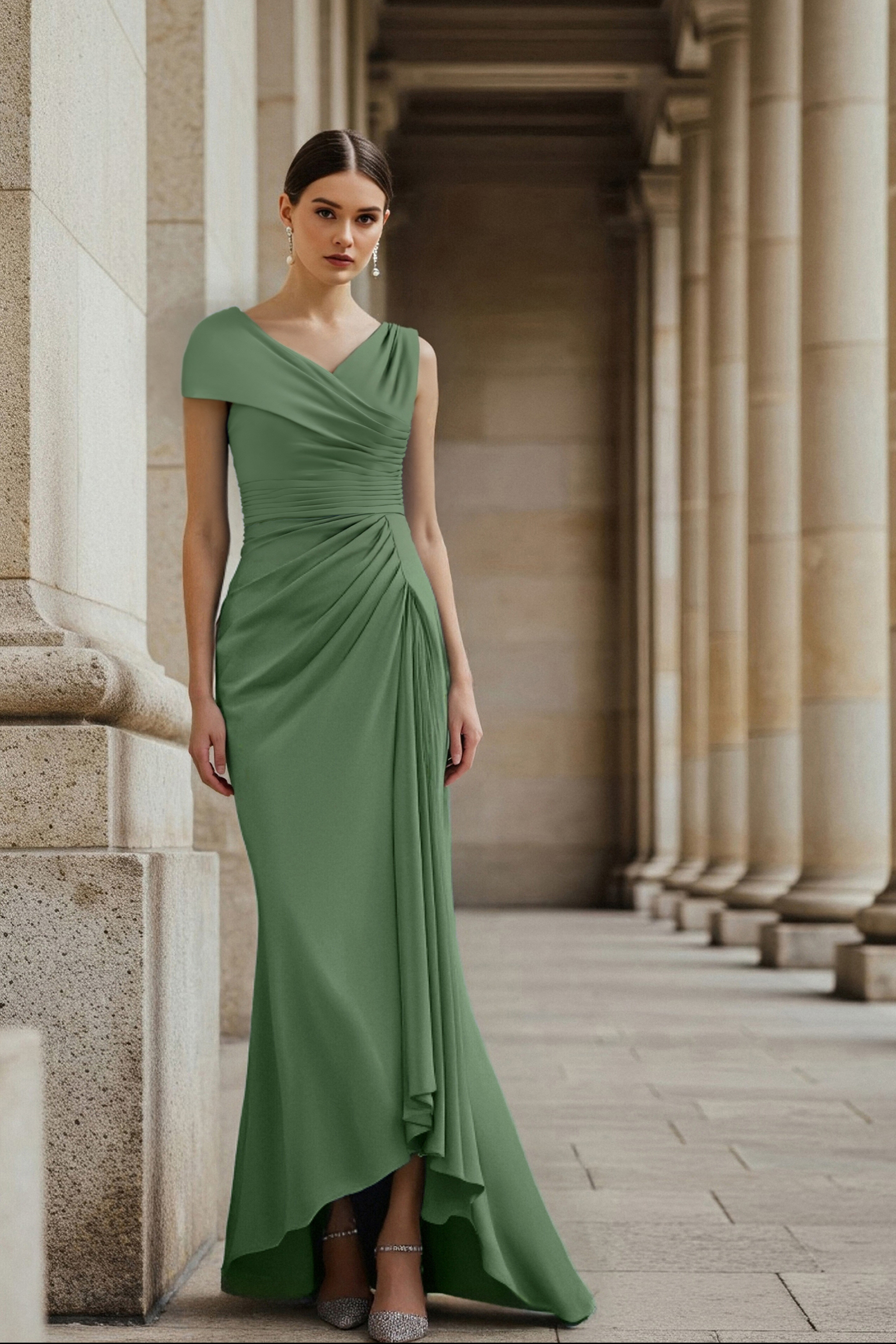 Wedding Guest Dresses Light Blue Pleated Maxi Mother of Bride Dresses