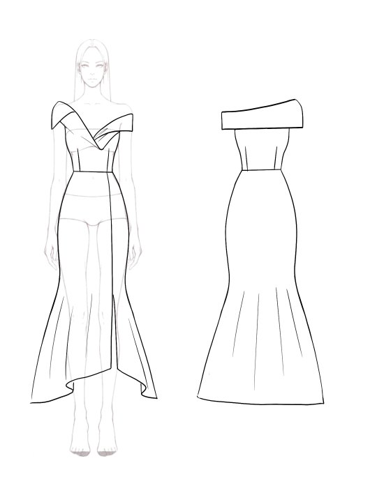 Prom Dress Off-Shoulder Mermaid Side Slit Midi Dress