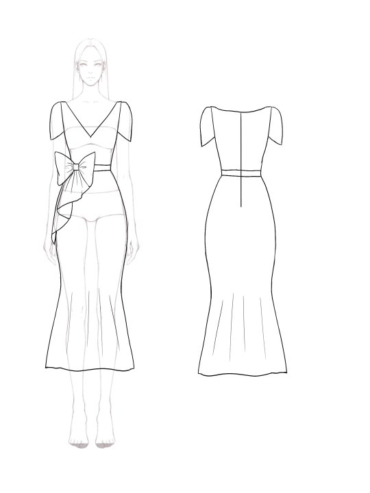 Elegant Lace Mermaid Dress Bow Midi Dress Mother of the Bride Dress