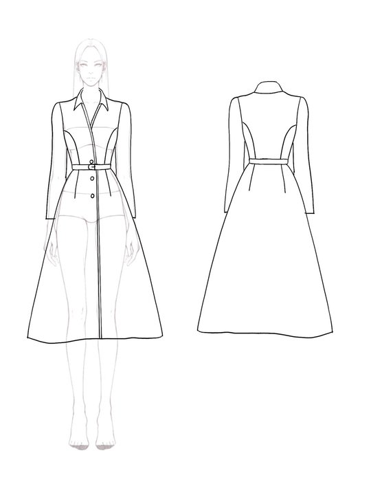 Business Blazer Dress Black White Color Block Long Sleeve Belted Midi Dress