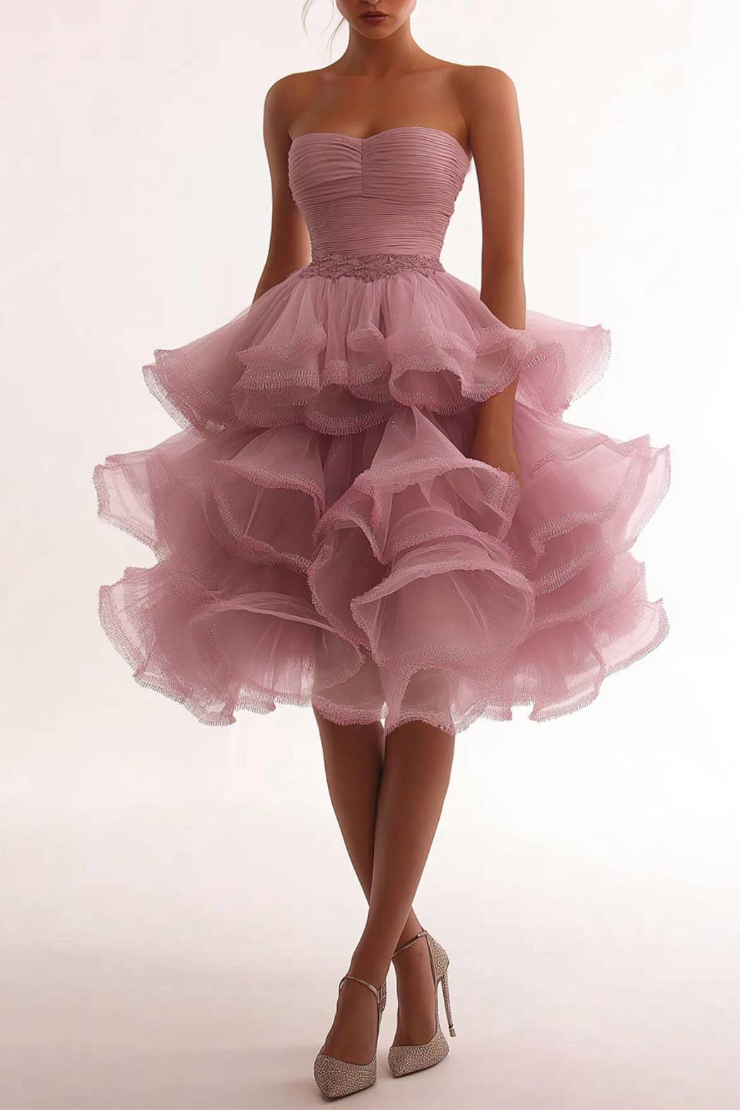 Prom Party Satin Dress Purple-White Color Block Deep V-Neck Waistband