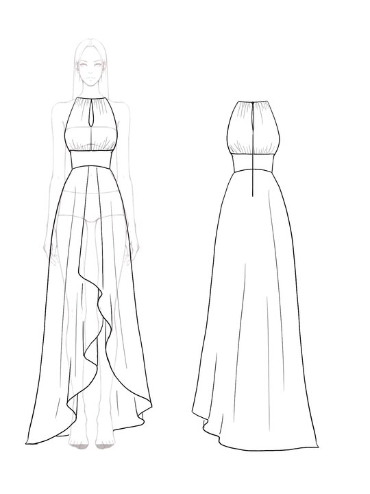 Party Evening Dress Sleeveless Chest Hollow Maxi Dress