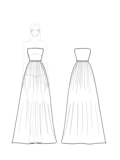 Evening Prom Mesh Yellow Dress Strapless Pleated Floor Length Dress