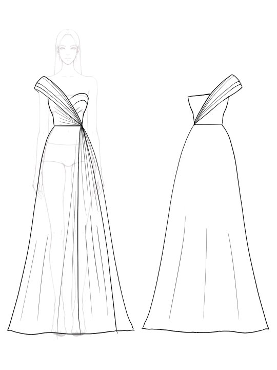 Evening Prom One-Shoulder Dress Pleated Colorblock Maxi Dress