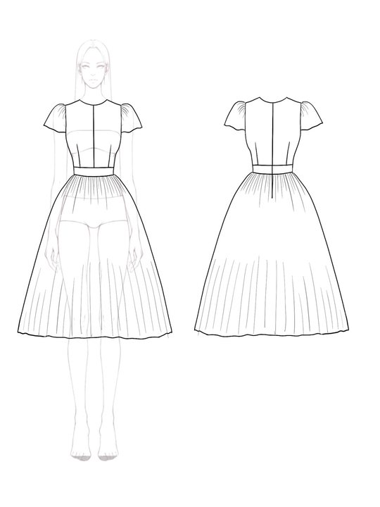 Ball Semi-Formal Dress Light Blue Pleated Round Neck Knee-Length Dress