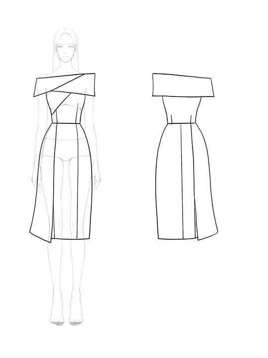 Elegant Semi-Formal Dress Off-Shoulder Layered Asymmetric Knee-Length Dress