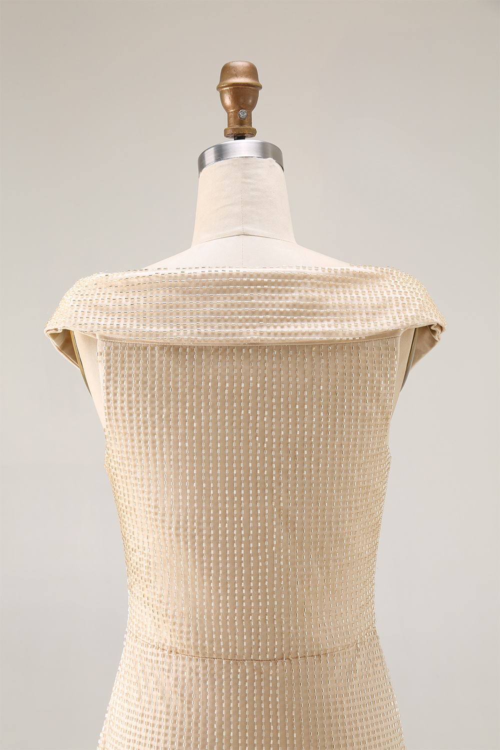 Evening Formal Dress Gold Sequin Off-The-Shoulder Maxi Gown