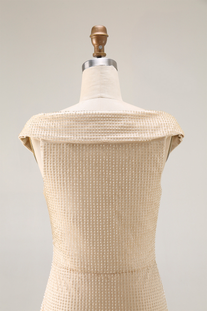 Evening Formal Dress Gold Sequin Off-The-Shoulder Maxi Gown