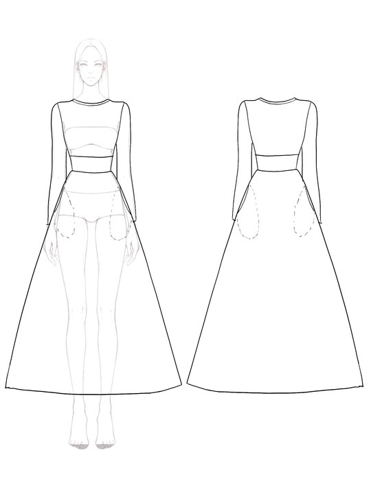 Party Prom Dress Metallic Fabric Colorful Long Sleeve Pocket Pleated Midi Dress