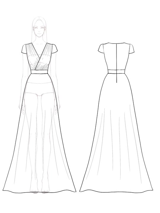 Evening Prom Beige Dress V-Neck Chiffon Pleated Floor-Length Dress