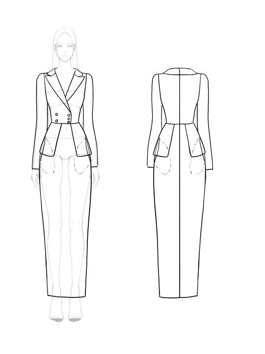 Business Blazer Dress Color Block Long Sleeve Striped Pocket Collared Maxi Dress