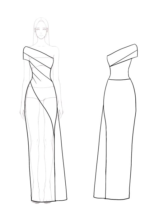 Formal Prom Dress One-Shoulder Champagne Black Color-block Floor-Length Dress