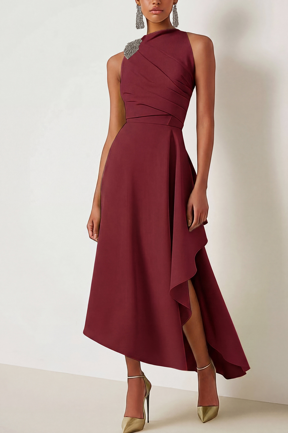 Wedding Guest Party Dress Sage Green Sleeveless Maxi Dress