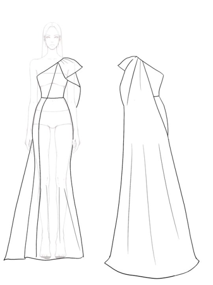 Formal Evening White Dress One-shoulder Cape Maxi Dress