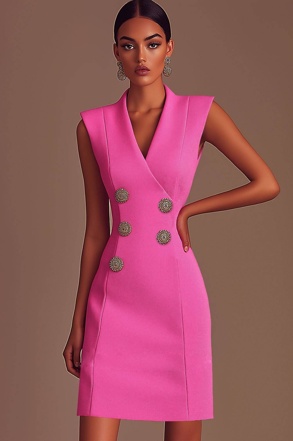 Party Semi-Formal Pink Dress Sleeveless Wrap Mini Dress
