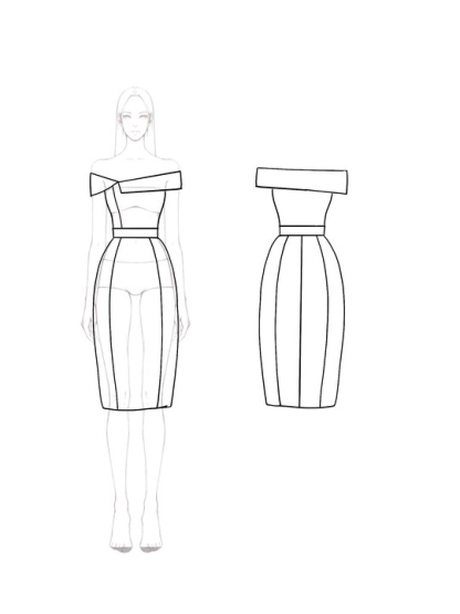 Semi-Formal Party Dress White Off-Shoulder Straight Knee-Length Dress