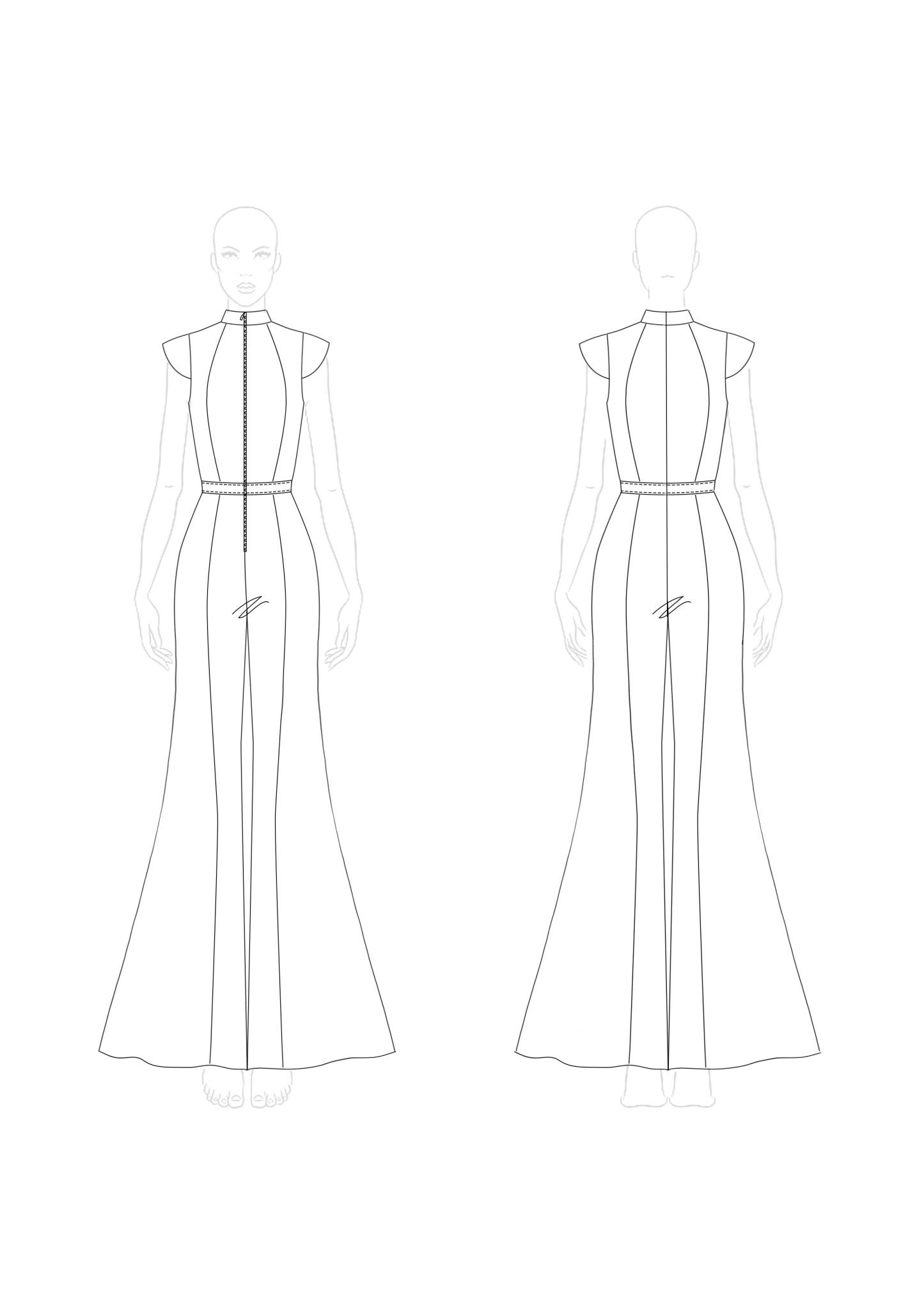 Semi-Formal Party Jumpsuit Blue Small Stand Collar Zipper Flared Pants
