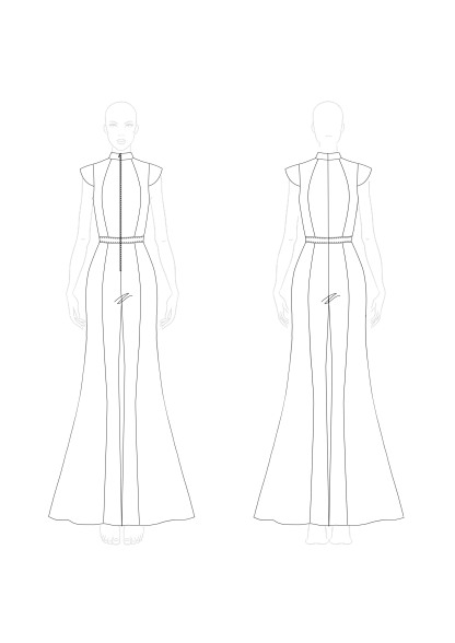 Semi-Formal Party Jumpsuit Blue Small Stand Collar Zipper Flared Pants